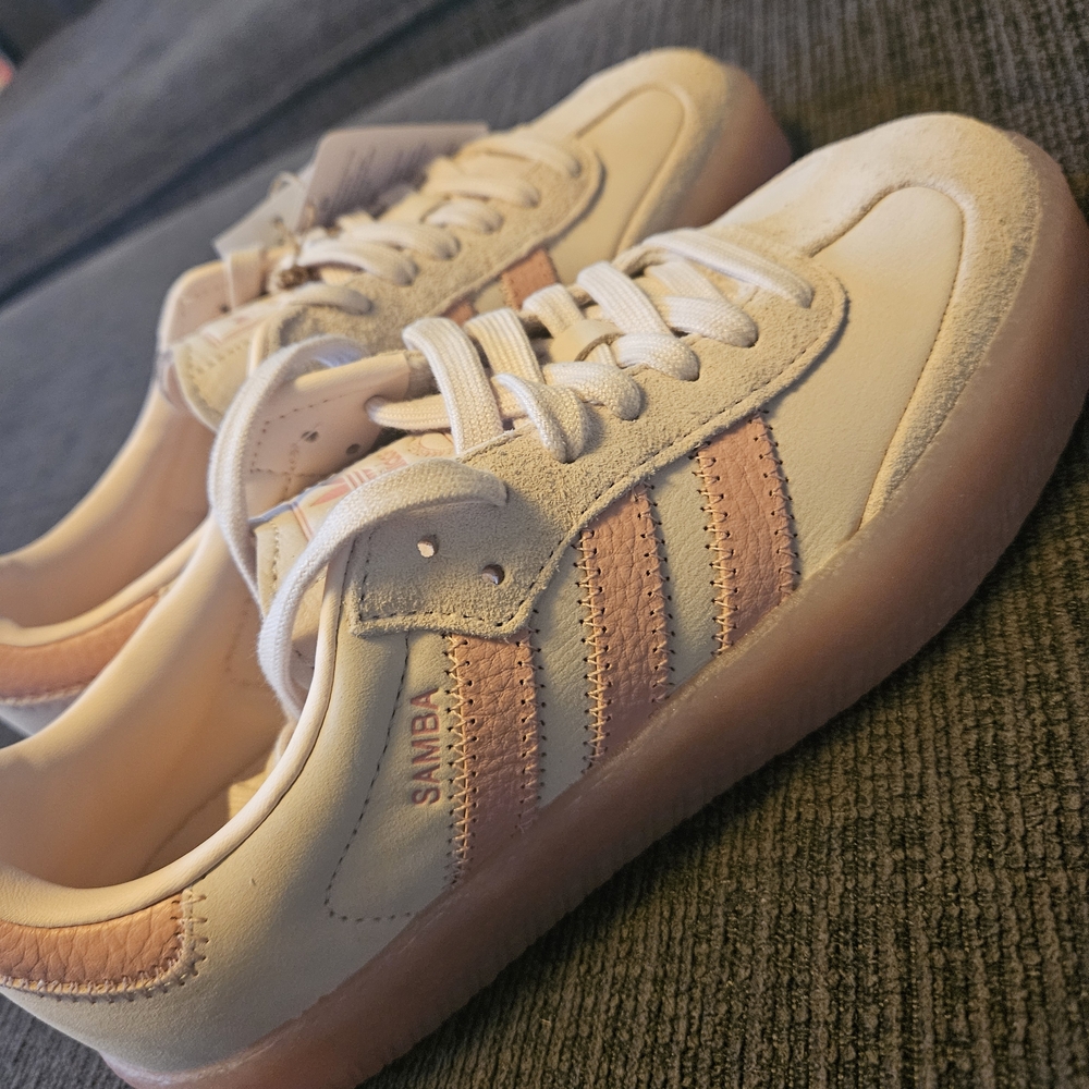 adidas Cream and Pink Retro Samba Sneakers